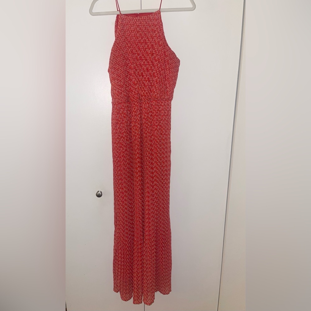 She + Sky Vibrant Red Floral Maxi Dress, Medium